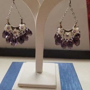 Sterling Silver Wire Earring w/ MOP & Crystals